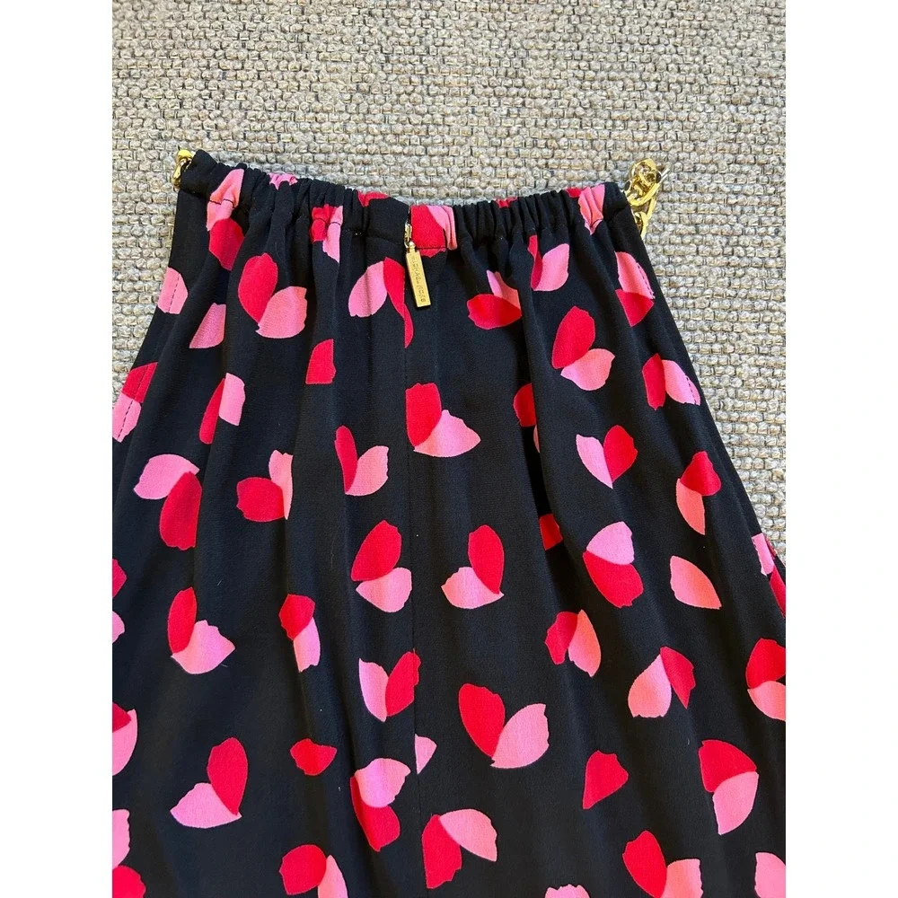 Michael Kors Black Pink Red Hearts Chain Halter Tank Top Womens Medium Valentine